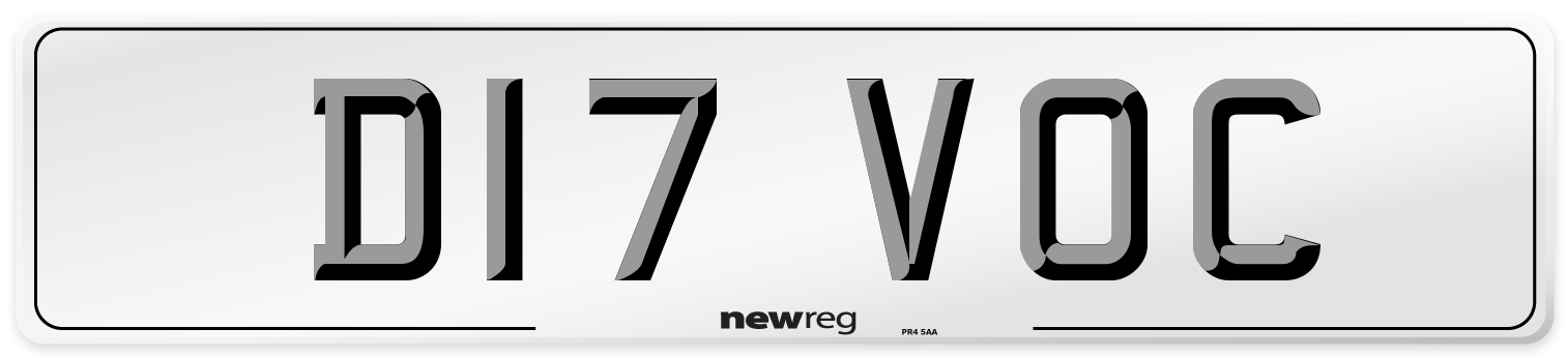 D17 VOC Number Plate from New Reg